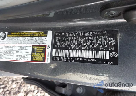 2008 Toyota Camry Le из США, поврежденный, VIN 4T1BE46K58U761052